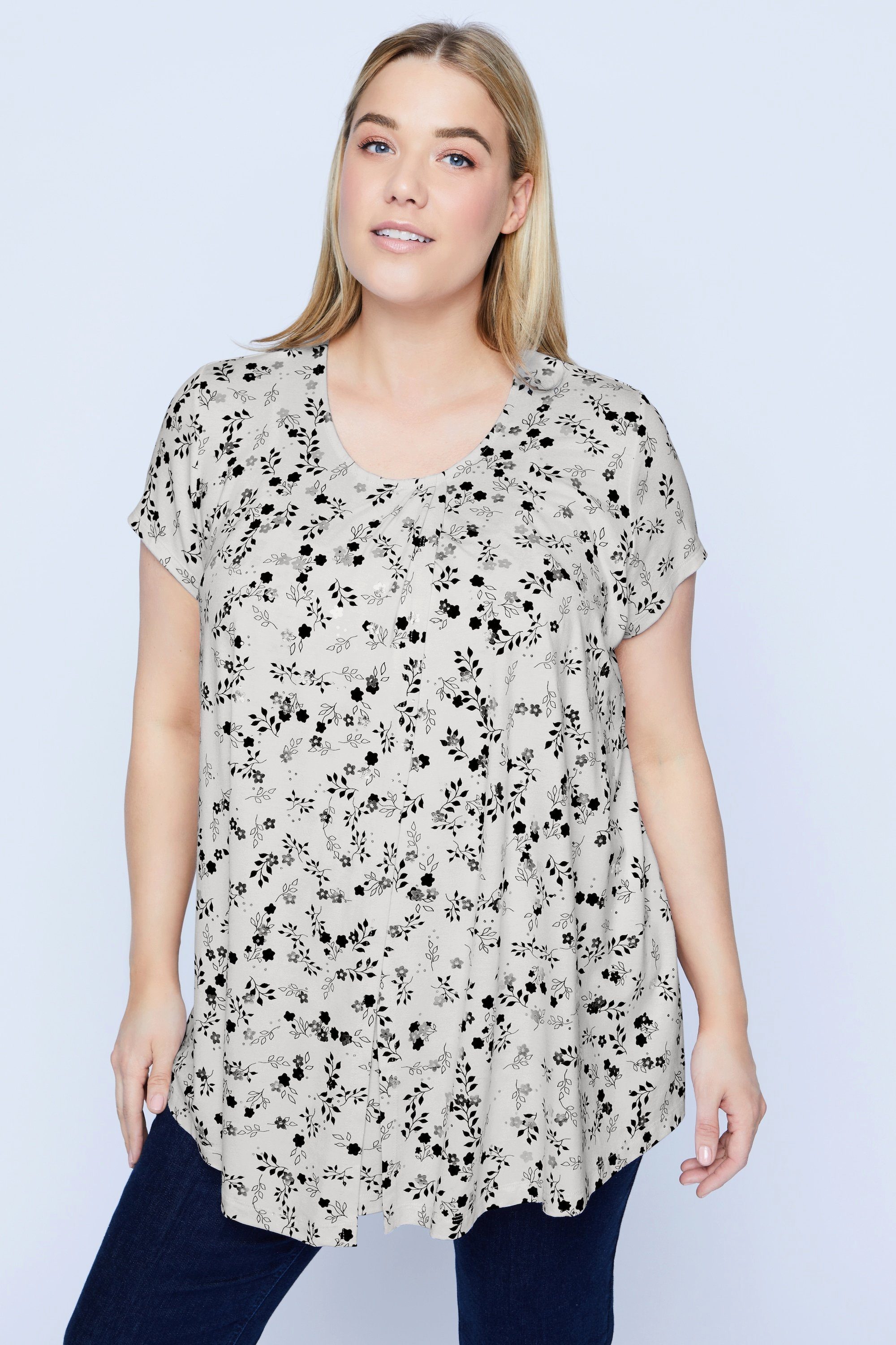 Ulla Popken Umstandsshirt Bellieva-Shirt doppellagig Still Top 3/4-Ärmel