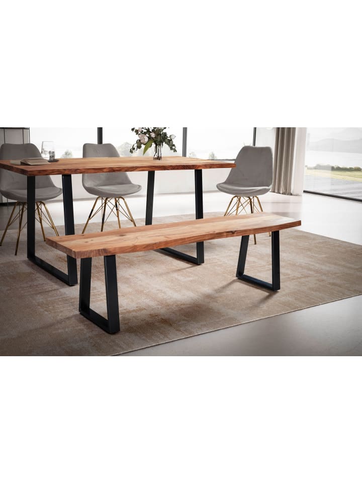 KADIMA DESIGN Esszimmerbank 120x40x45,5 cm Massivholz / Metall mit günstig kaufen