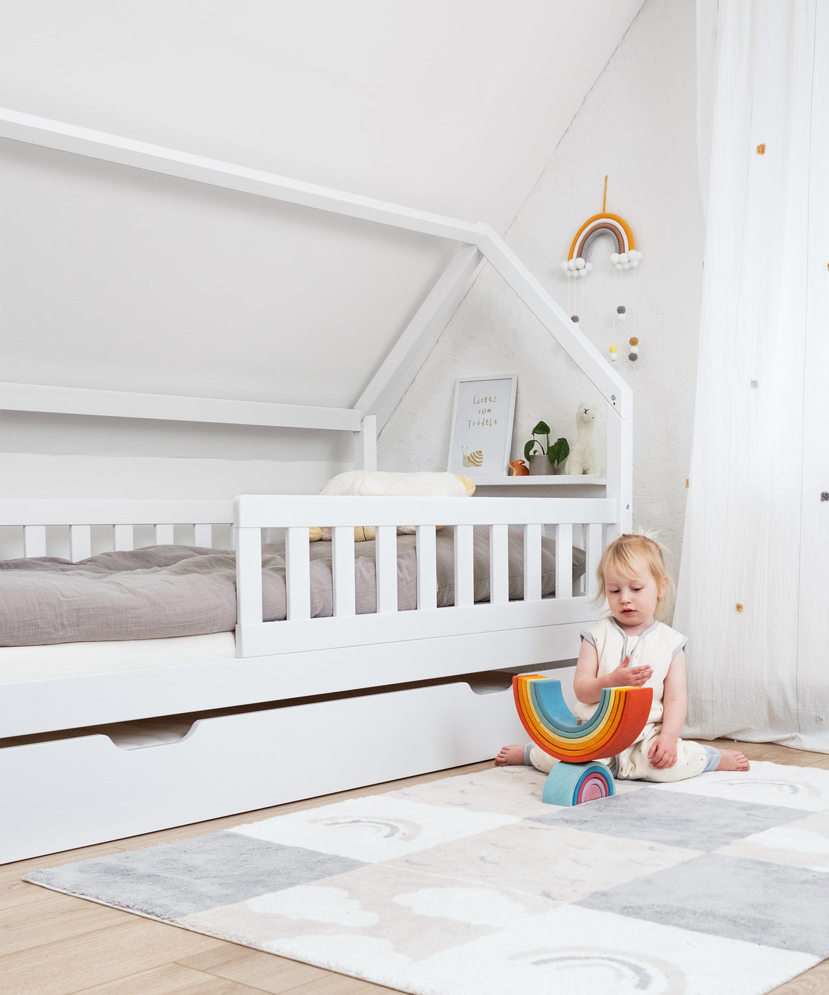 Hausbett Kiefer Weiß