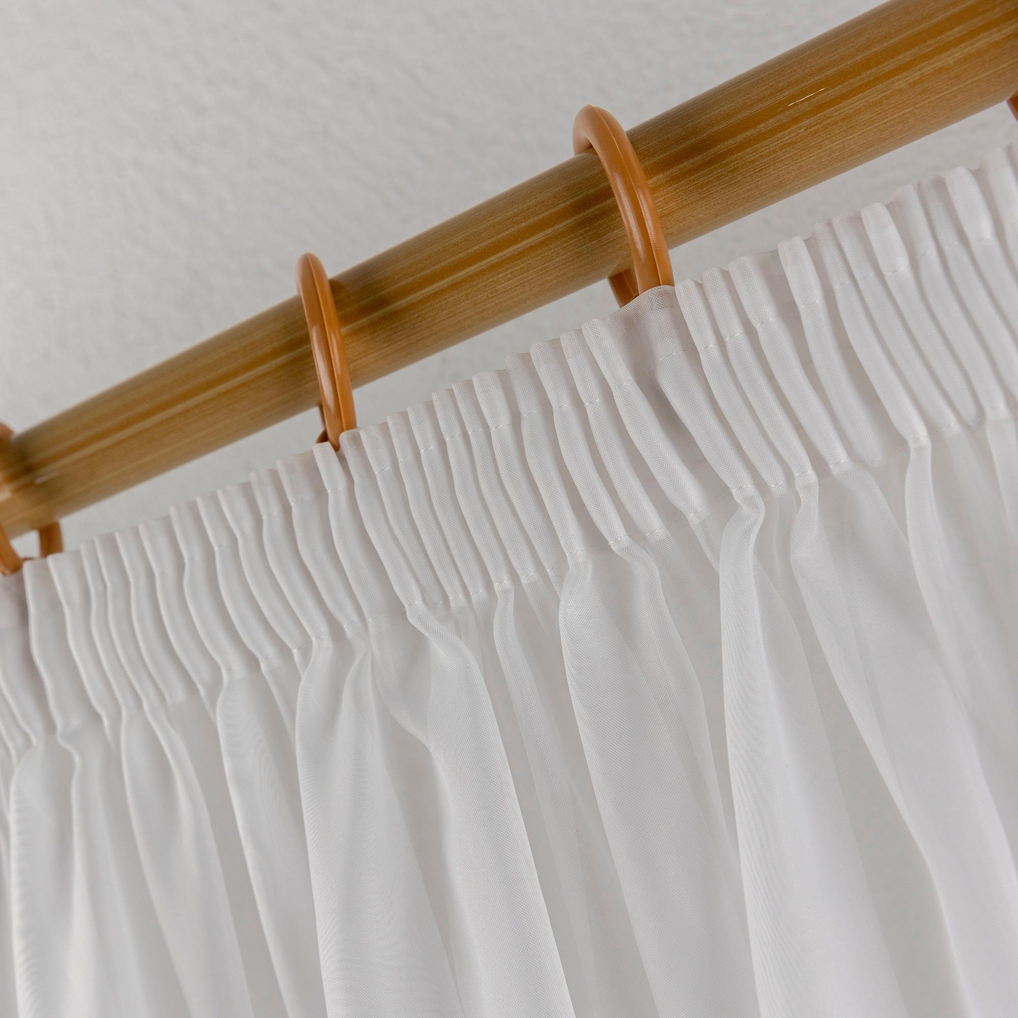 Gardine Weiße,halbtransparente Vorhänge mit Kräuselband und Bleibandabschluss, GARDINESTAN JUNG CFO GmbH, Faltenband, transparent, Store, gardinen stores, %100 polyester, Weiß Transparent