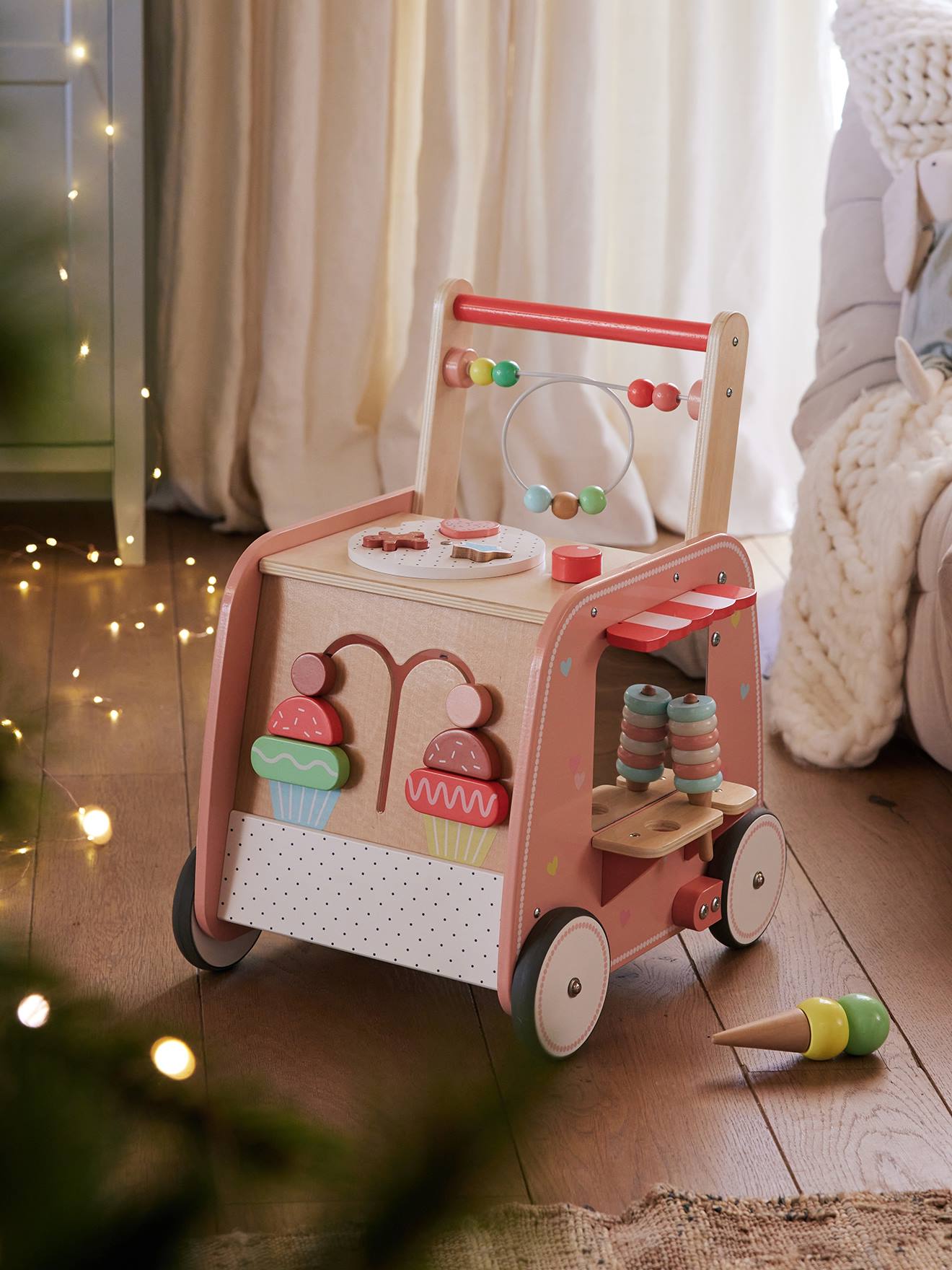 Vertbaudet Baby Activity-Lauflernwagen KLEINE PATISSERIE, Holz FSC - natur