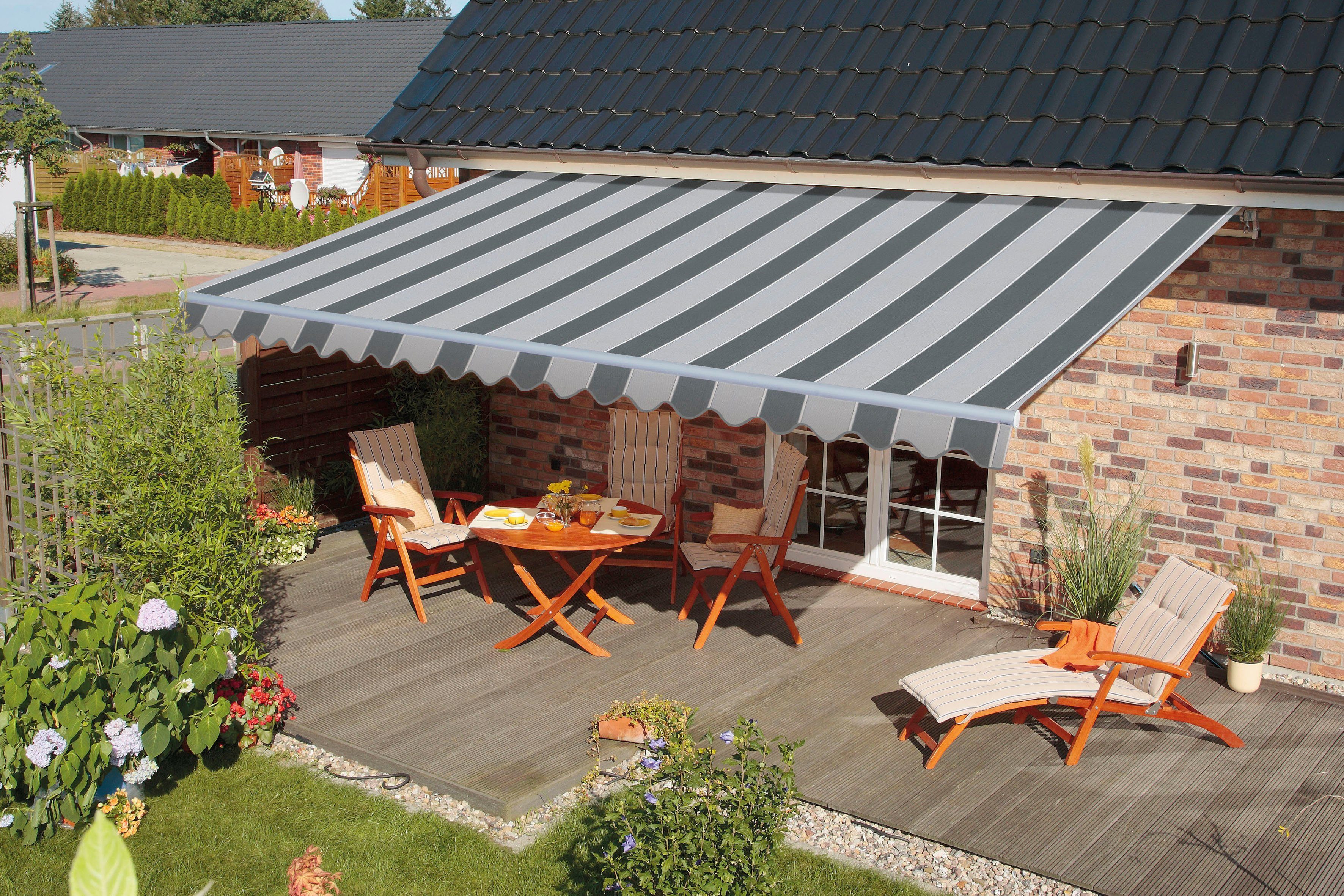 Spettmann Gelenkarmmarkise STAR FIX 300 cm Breite, 250 cm Ausfall, Volant gewellt