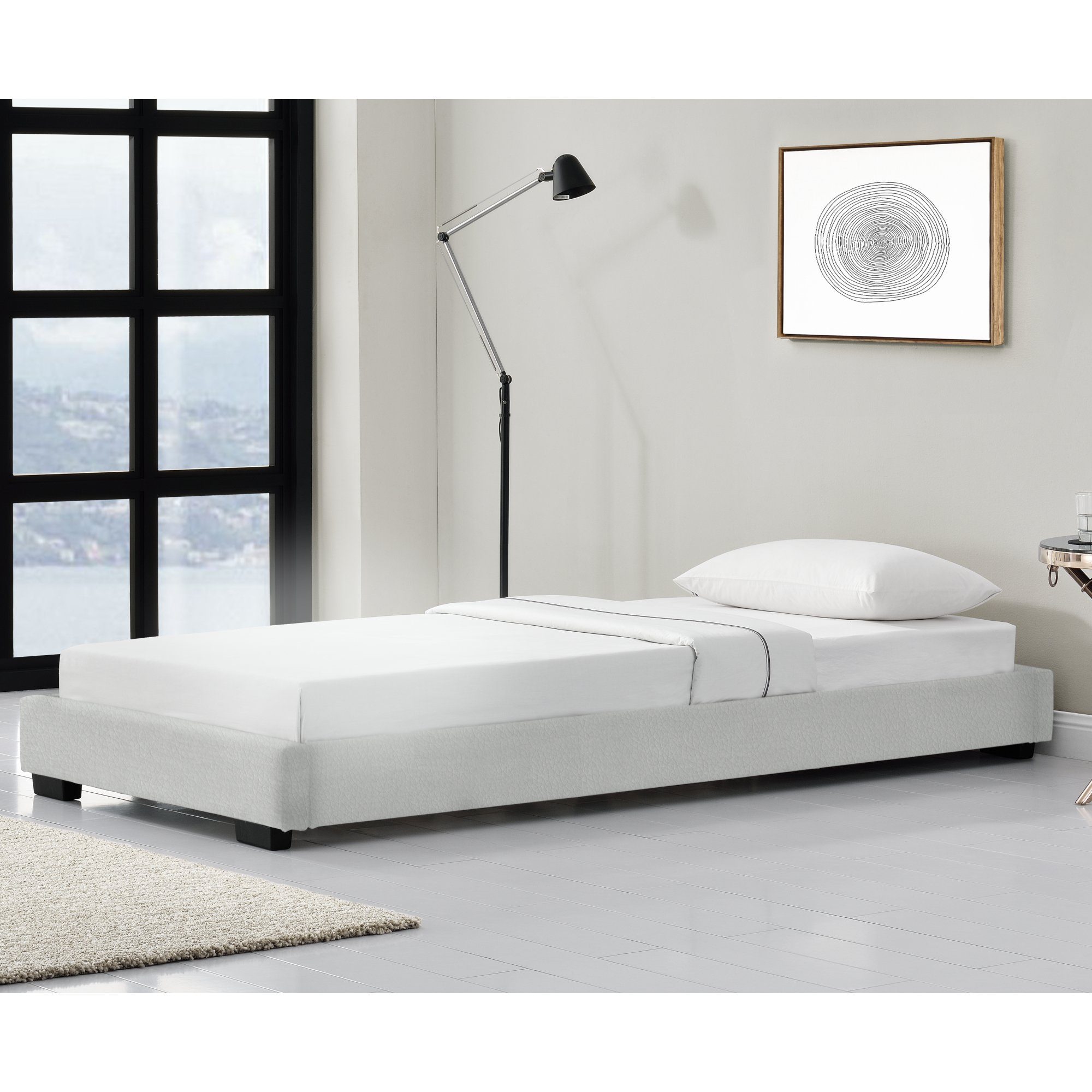 Corium Polsterbett, Masari Modernes Bett 90x200cm mit Lattenrost weiß Kunstleder