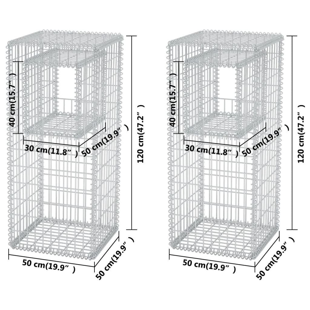 vidaXL Zaunpfosten Gabionenkorb Pfosten/Pflanzkasten 2 Stk. Stahl 50×50×120 cm, (2-St)