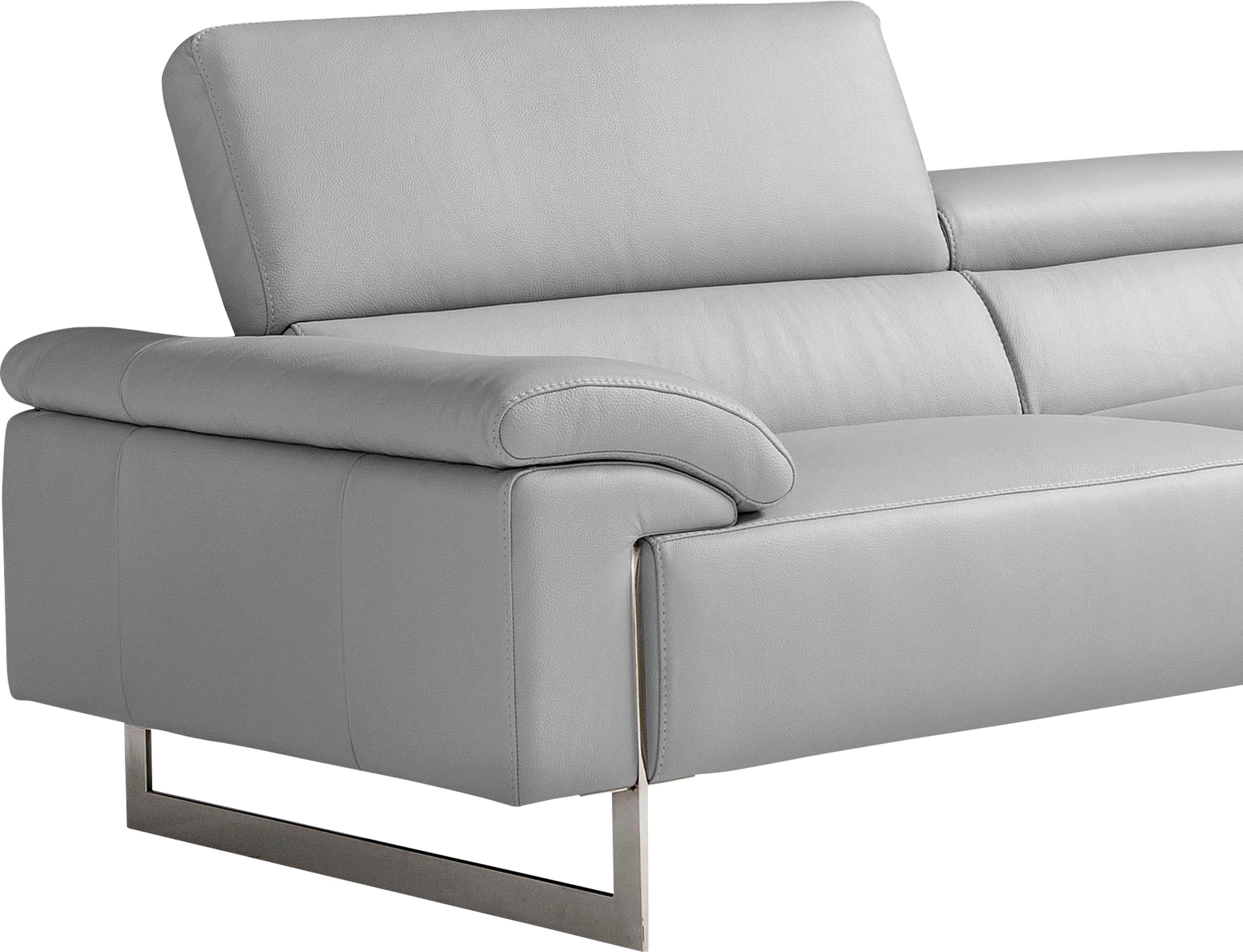 Egoitaliano Ecksofa Malika, mit Ottomane, inkl. Kopfteilverstellung und chromfarbenen Metallfüßen