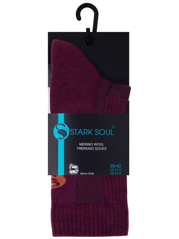 Stark Soul® Merino Outdoor Trekking Socken in burgund günstig kaufen 43-46