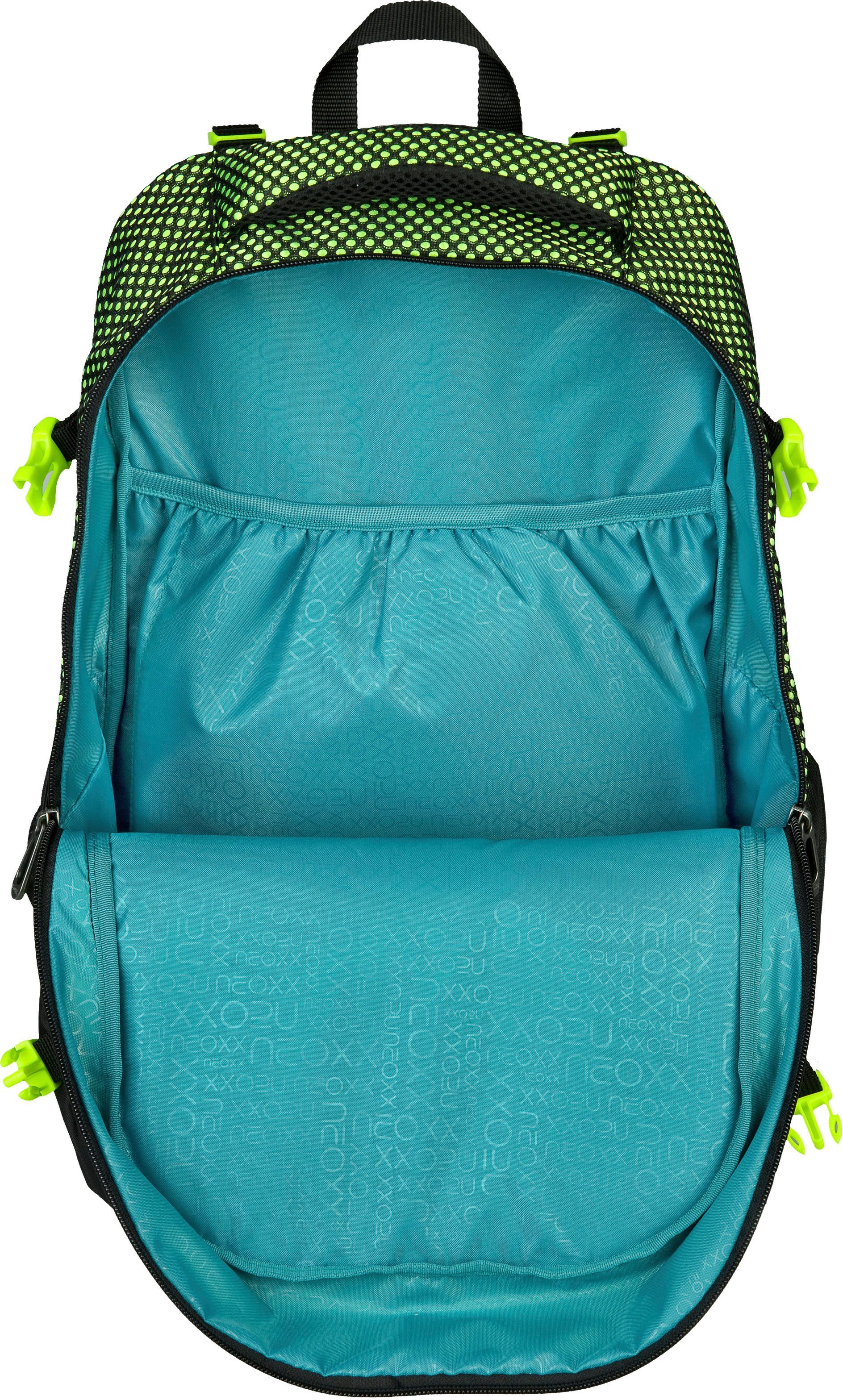 neoxx Schulrucksack Active, All about Neon, aus recycelten PET-Flaschen