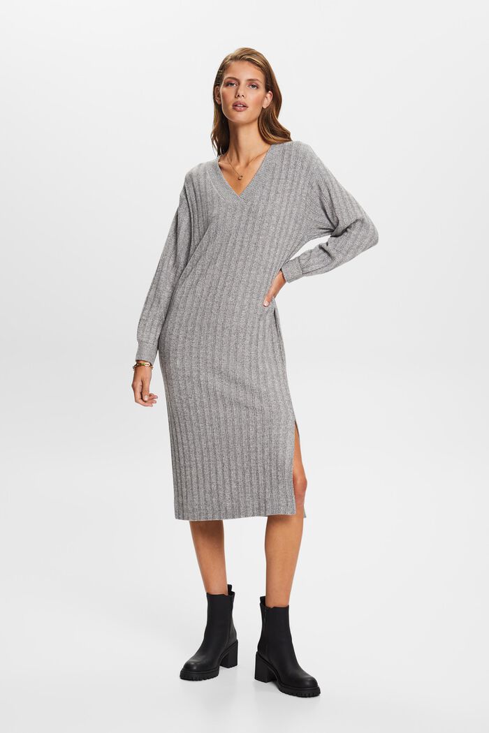 Midikleid aus weich aufgerautem Rippstrick