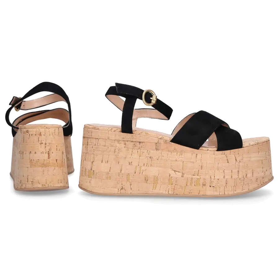 Gianvito Rossi - Plateausandalen BEBE WEDGE Nubukleder - schwarz