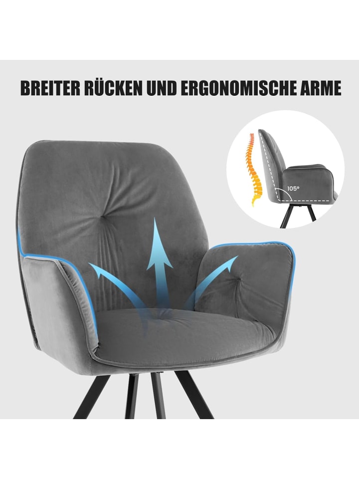 COSTWAY Drehstuhl Samt 2er Set in Grau günstig kaufen onesize