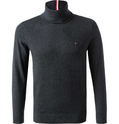 Tommy Hilfiger, Rollkragenpullover, Bio Baumwolle-Kaschmir, dunkelgrau