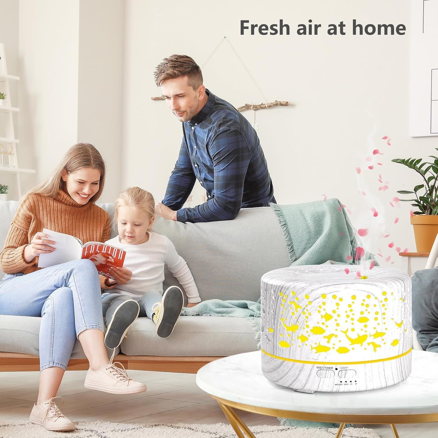 megadot Diffuser LED-Aroma-Diffuser, Ultraschall Luftbefeuchter mit Timer, 0,70 l Wassertank, Ultraschall Aromatherapie Diffusor LED mit 7 Farben für Büro,Yoga,Spa