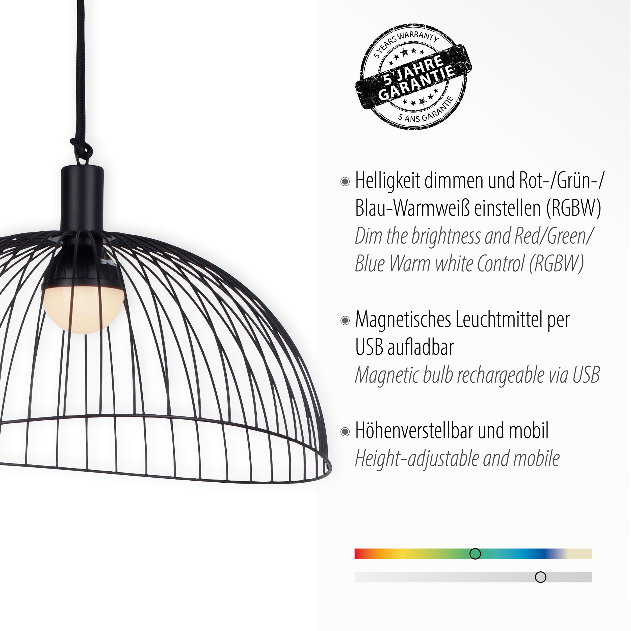 JUST LIGHT.LED-Akku-Pendelleuchte 1flg