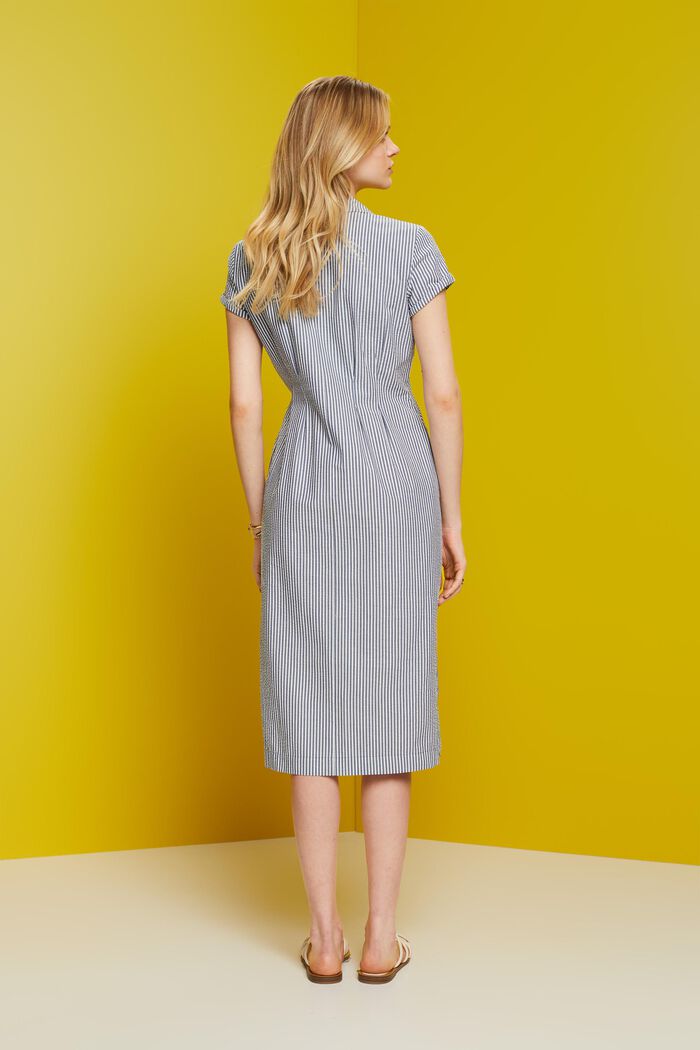 Seersucker-Hemdblusenkleid, 100 % Baumwolle