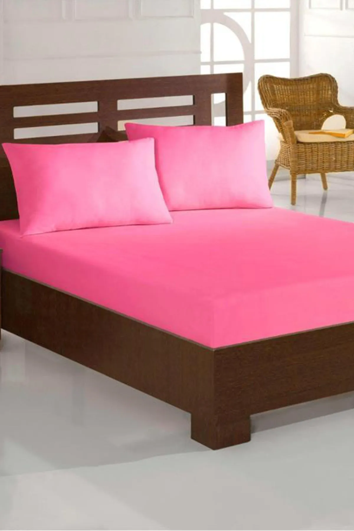 Çeyiz Diyarı  Perla Spannbettlaken-Set für Einzelbett – Rosa