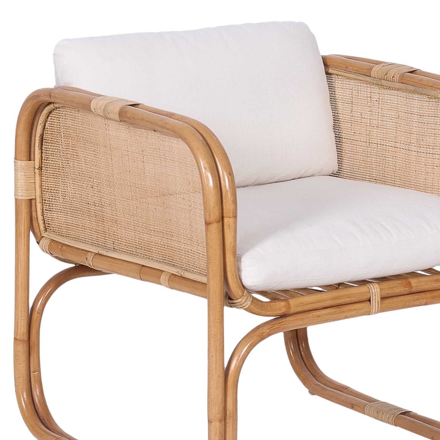 Casa Moro Rattanstuhl Rattansessel Bima mit Sitzkissen & Rückenkissen, aus Natur-Rattan handgefrtigter Relaxsessel