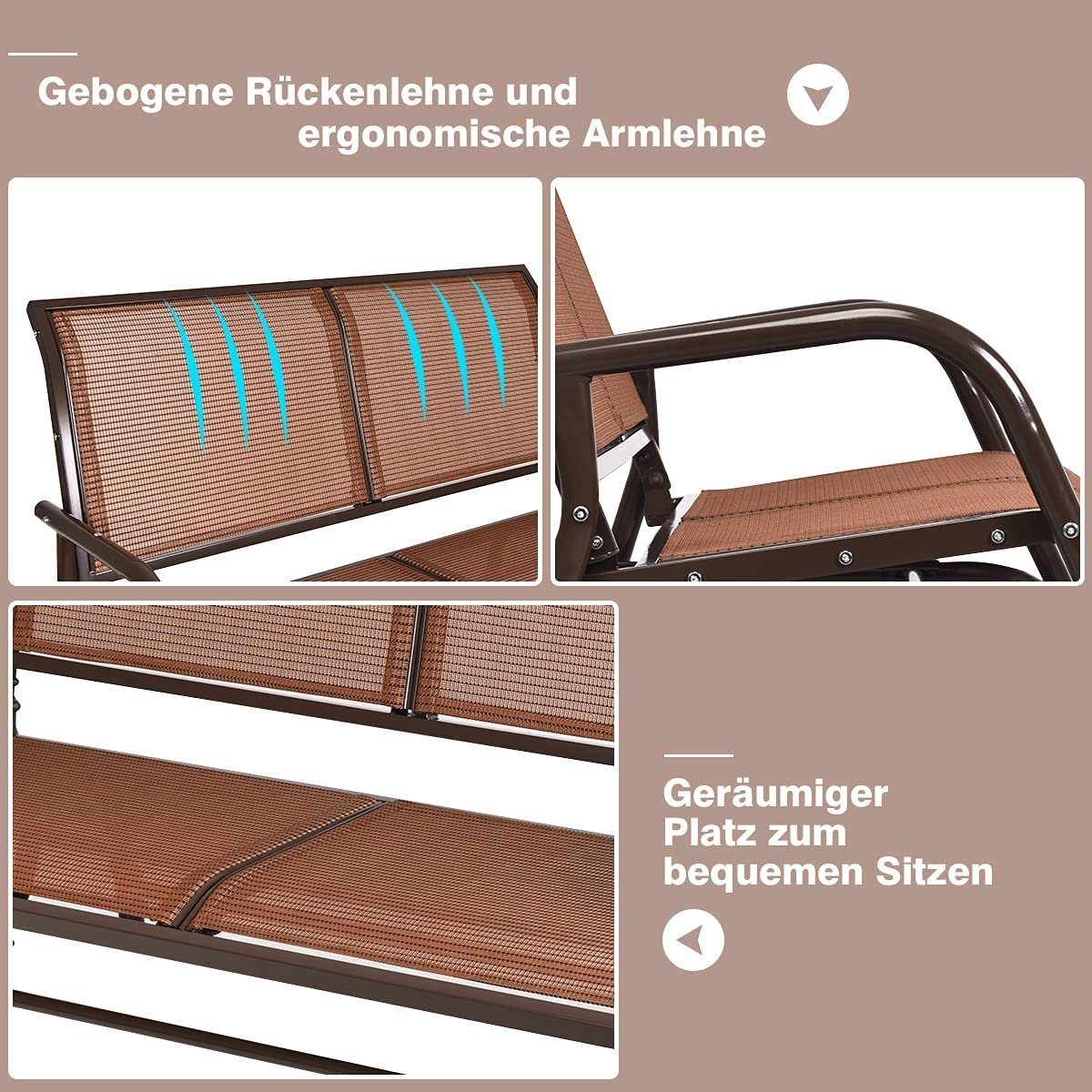 KOMFOTTEU Schaukelstuhl Doppel Gartenstuhl