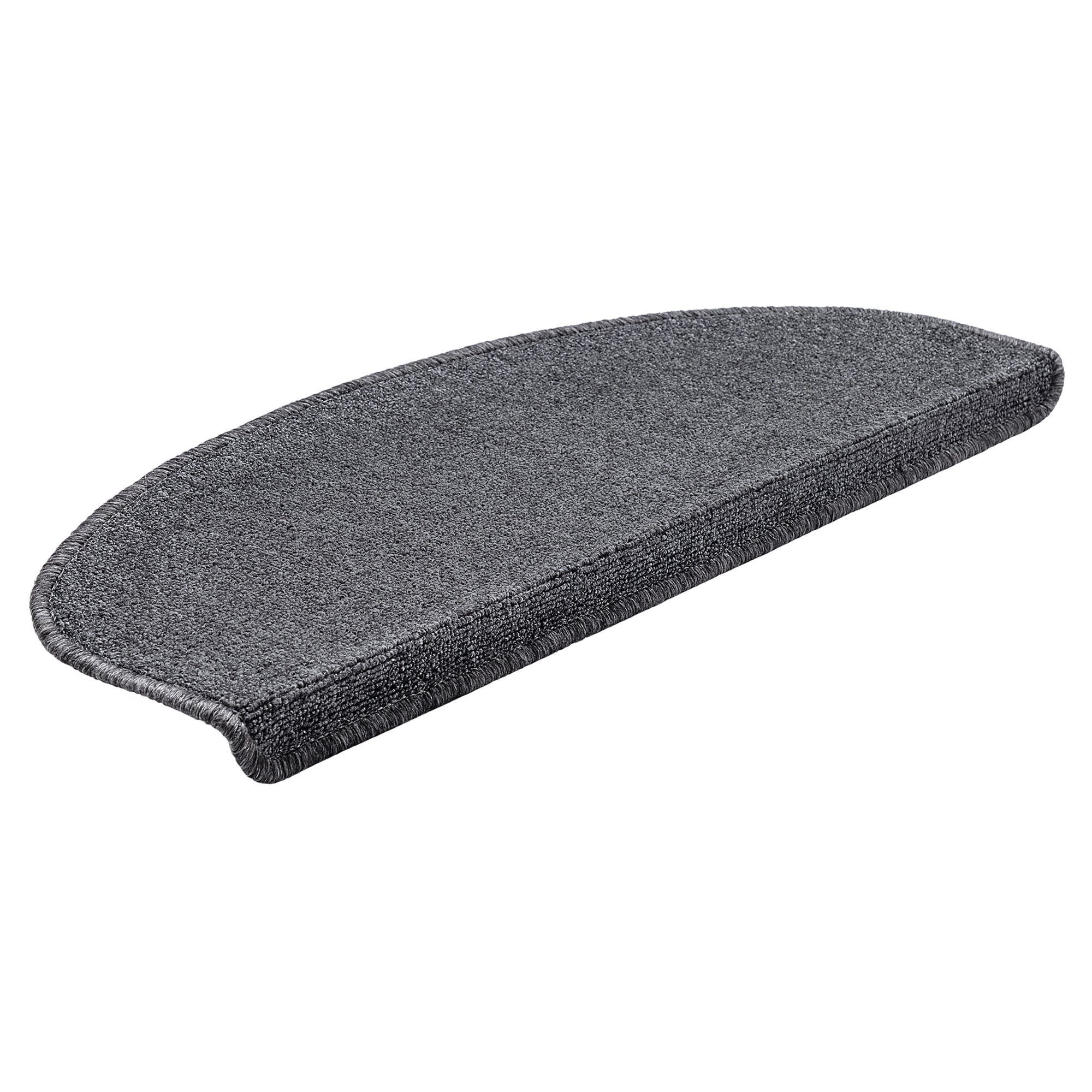 Stufenmatte, en.casa, halbrund, 15er Set Treppenmatten halbrund 65x24cm selbstklebend Dunkelgrau