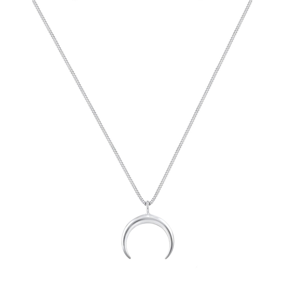 Elli Elli by Julie & Grace Collier Femme Demi Lune en Argent Sterling 925, Collier mat collier