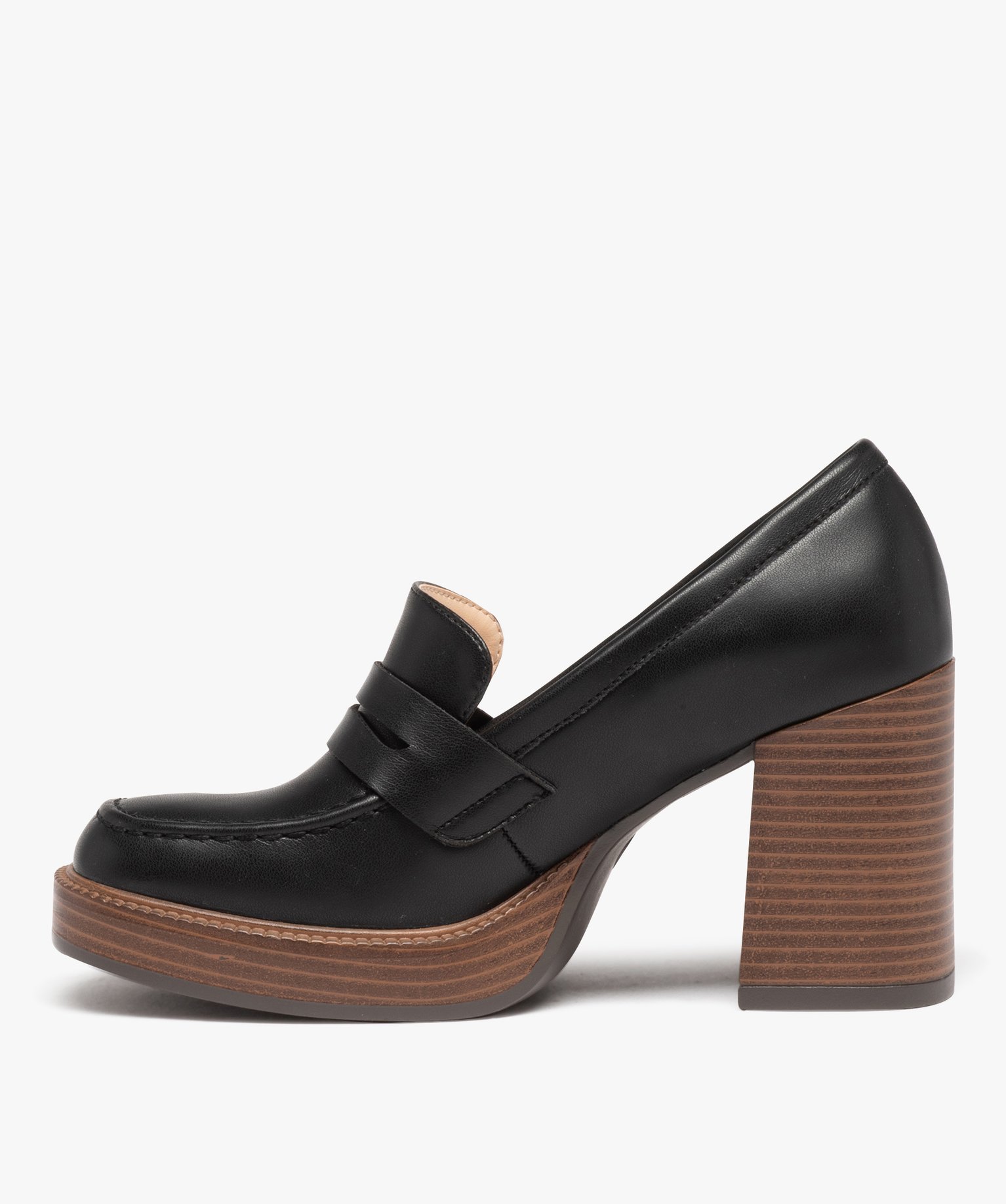 Mocassin à plateforme et talon haut femme noir | GEMO