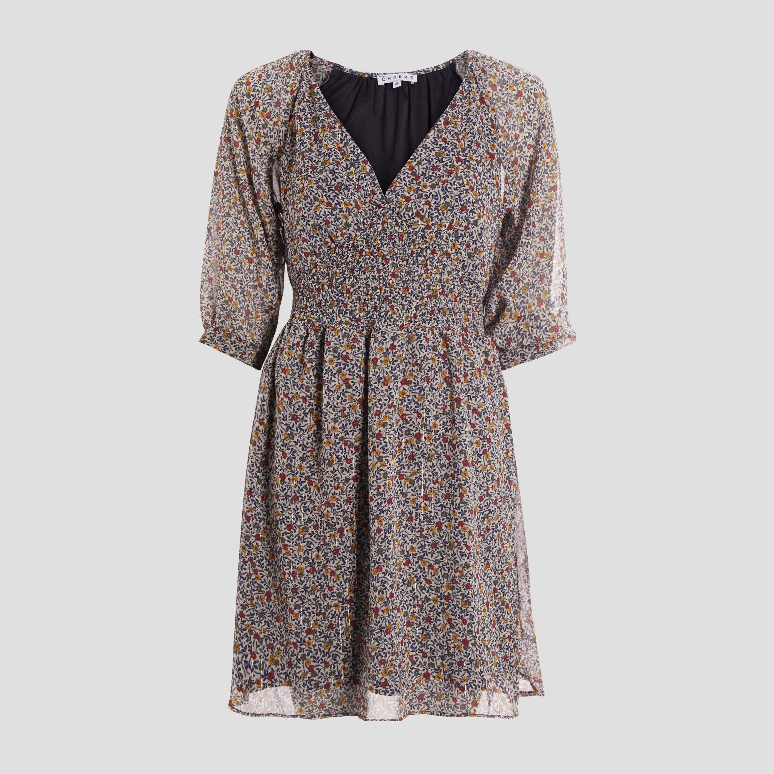 Robe droite manches 3 4 bleu femme | La Halle