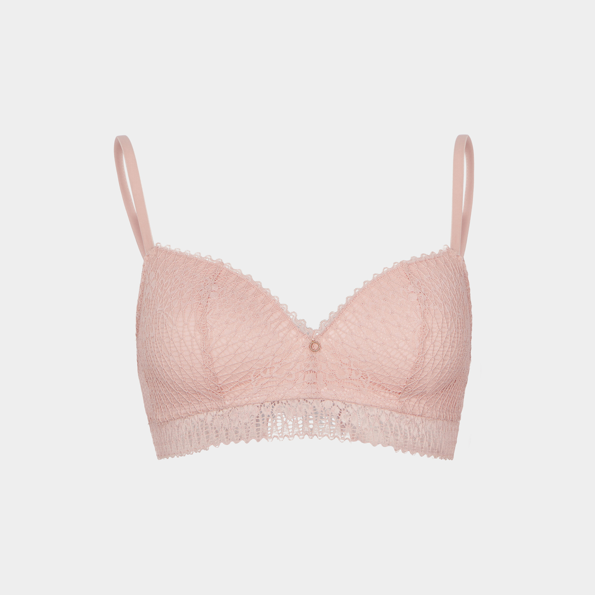 Soutien-gorge triangle micro dentelle rose poudrée femme | La Halle