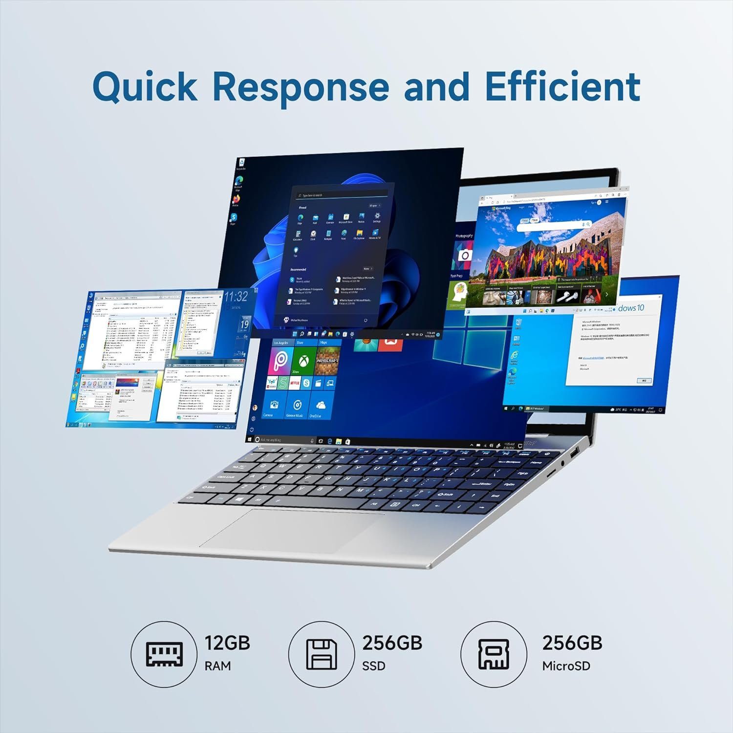 ALLDOCUBE Gaming-Notebook (Celeron, 256 GB SSD, Gaming Notebook HDMI Typ-C 2,4+5GHz WiFi 12000mAh Akku Bluetooth 5,0)