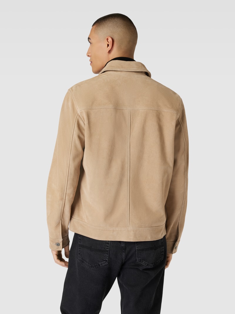 Lederjacke aus mit Knopfleiste in sand