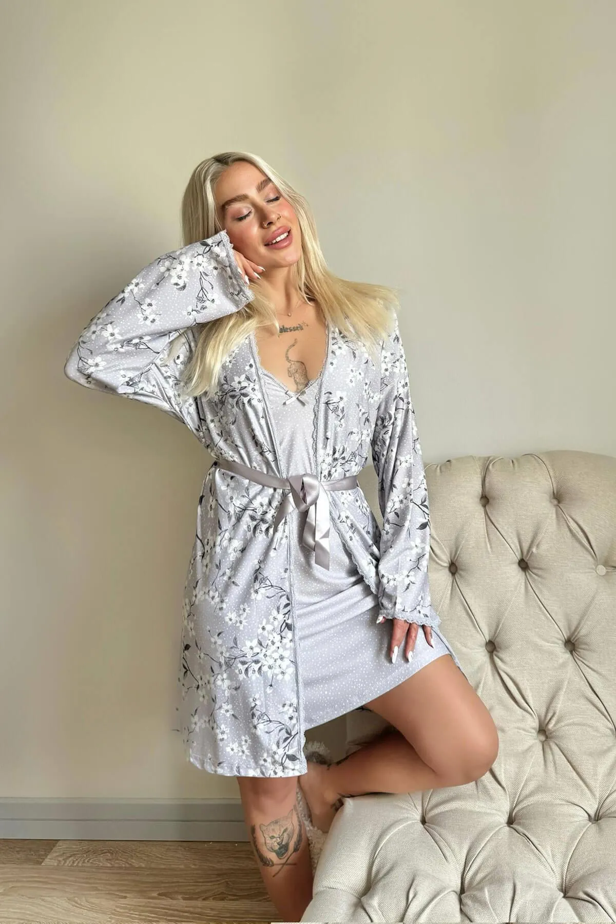 Pijamaevi  Pyjama set - Grau - Unifarben