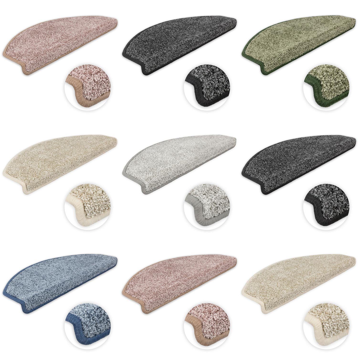 Stufenmatte Stufenmatten Ventura Halbrund Lichtgrau 15 Stück, Metzker®, halbrund, Höhe: 8 mm, 15 Stück im Set