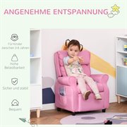 HOMCOM Kindersofa Kindercouch Kindersessel Stuhl Liegesofa verstellbar mit Fußstütze für 3-8 Jahre Jungen und Mädchen Rosa 58x53x70cm