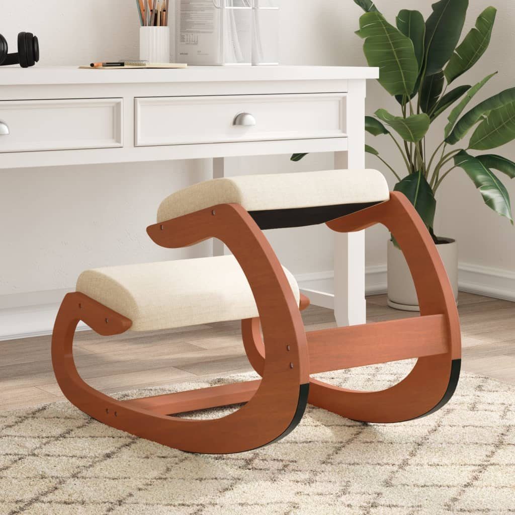 vidaXL Schaukelstuhl Kniestuhl Creme 55x84x55 cm Birkensperrholz (1 St)