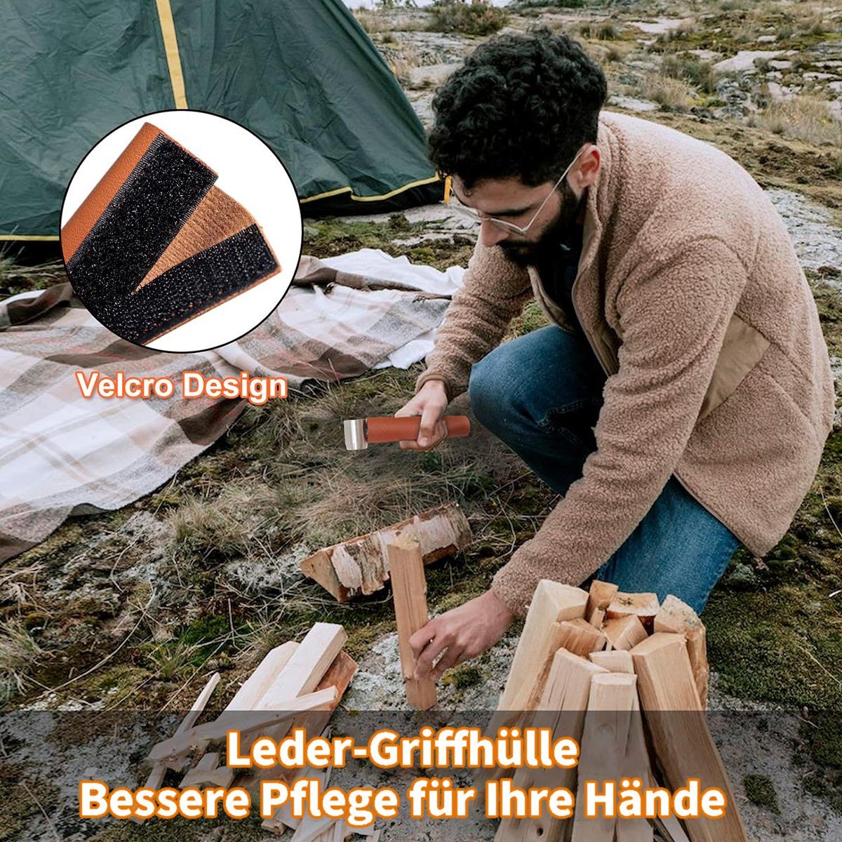 götäzer Erdbohrer Outdoor-Survival-Bohrer, Holzbearbeitungs-Handbohrmaschine, Holzbohrer, Nagel und Handstanze, Multifunktionswerkzeug