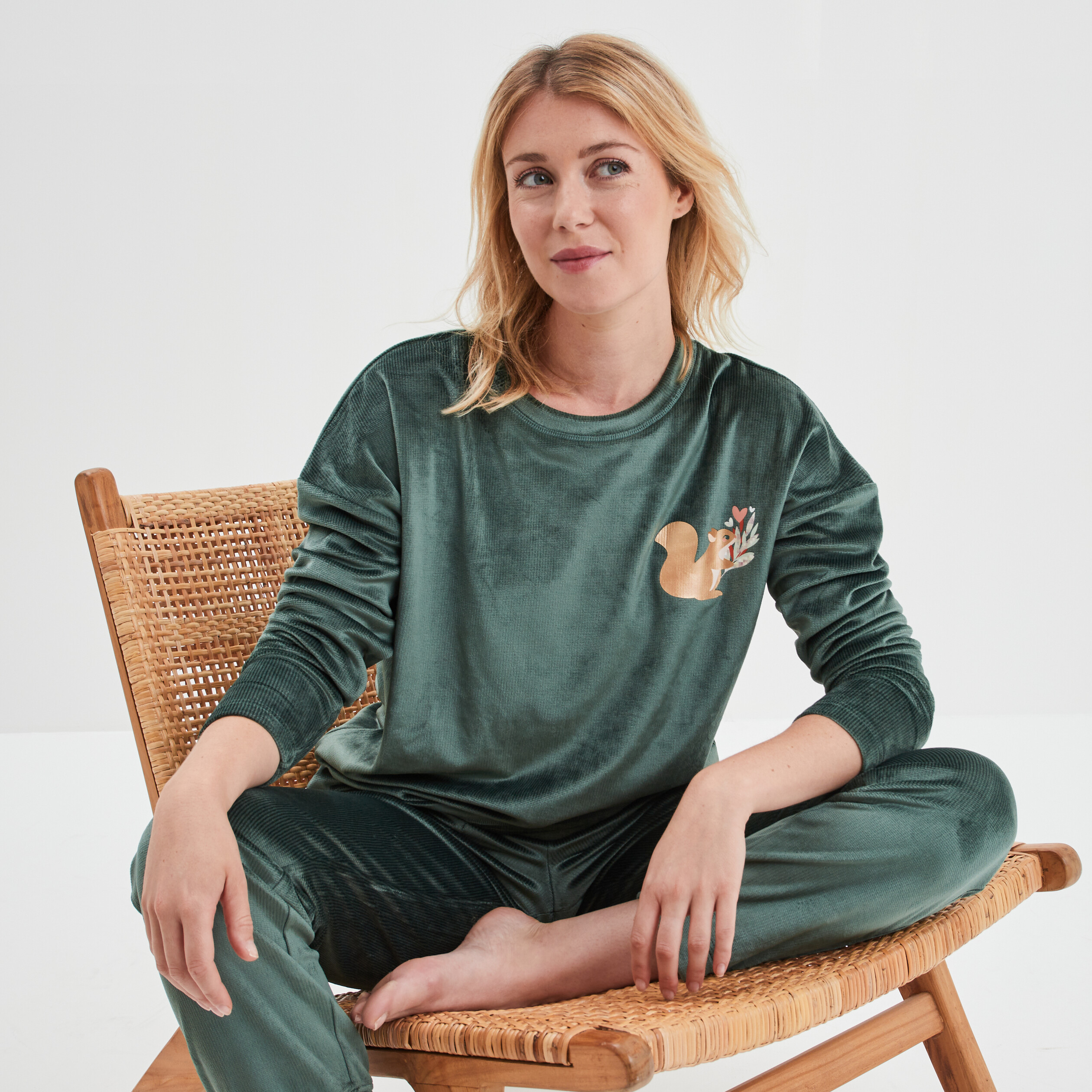 Ensemble pyjama 2 pièces vert femme | La Halle