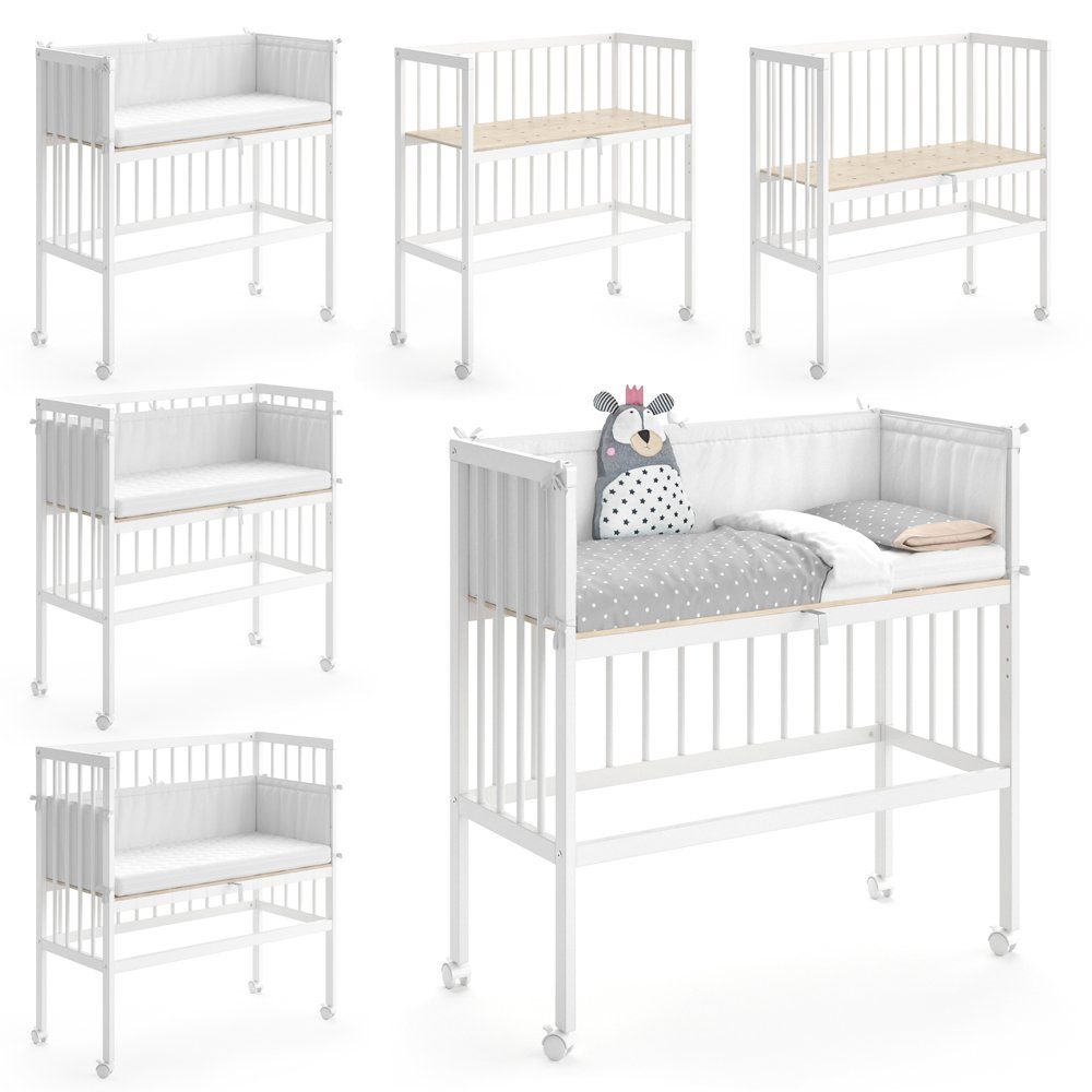 VitaliSpa® Beistellbett Babybett Stubenbett SOPHIE 93x46x75 Weiß