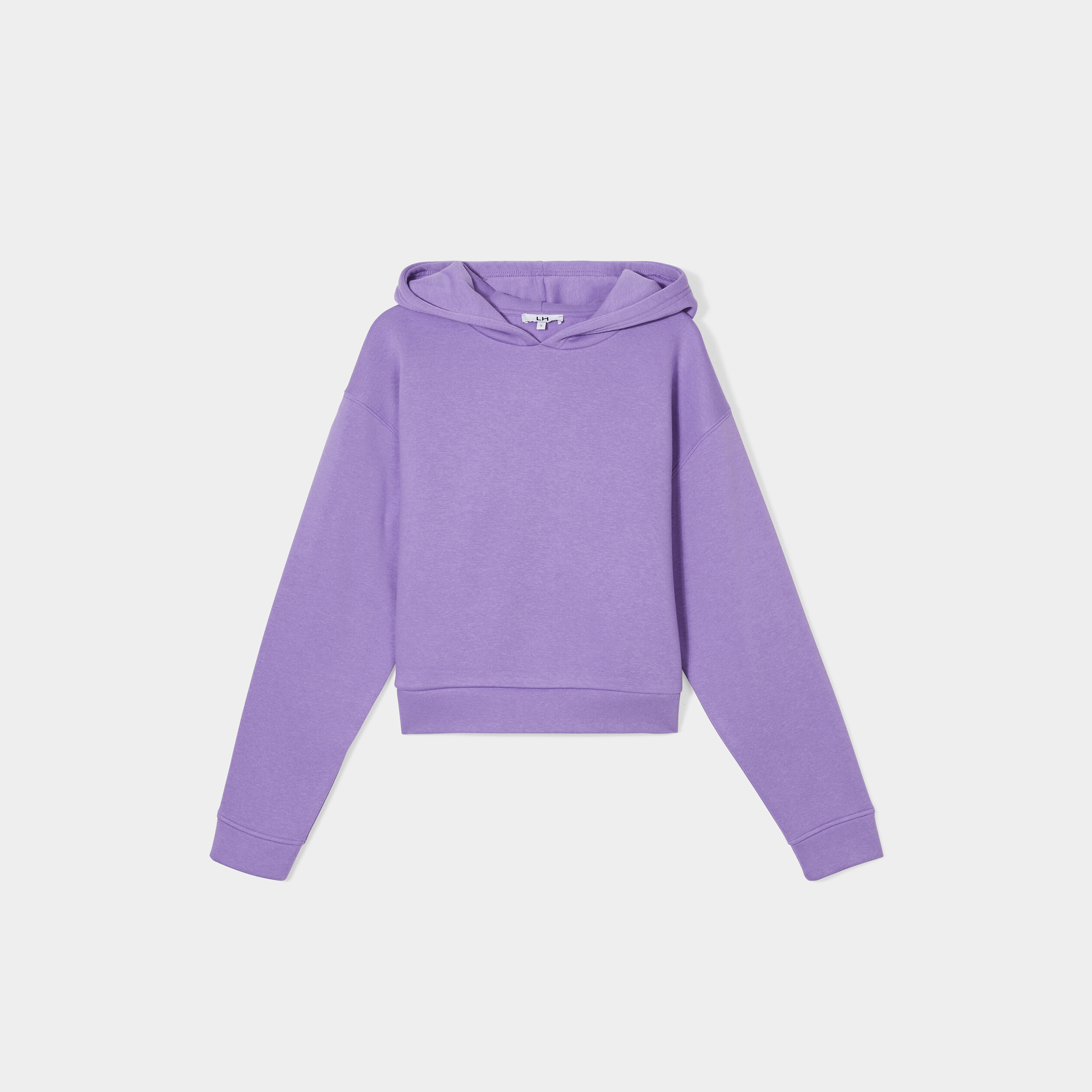 Sweat cropped à capuche hoodie parme femme | La Halle