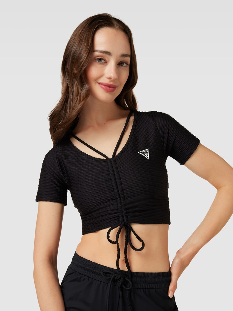 Crop Top mit Label-Detail Modell 'DELMA' in schwarz