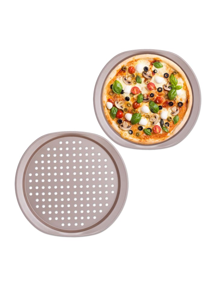 relaxdays 2 x Pizzablech in Braun - ∅ 29,5 cm günstig kaufen onesize
