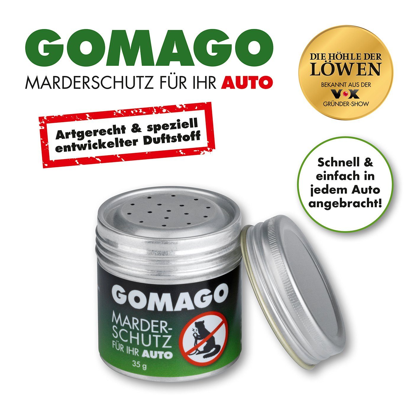 GOMAGO Marderspray Mardervergrämung Auto, 1-St., Marderabwehr vertreibt Marder durch Duftstoff PKW KFZ Auto