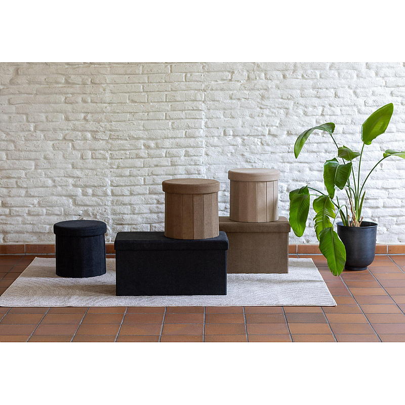 Home Puff m/oppbevaring ø 38 cm sammenleggbar sort Lisa