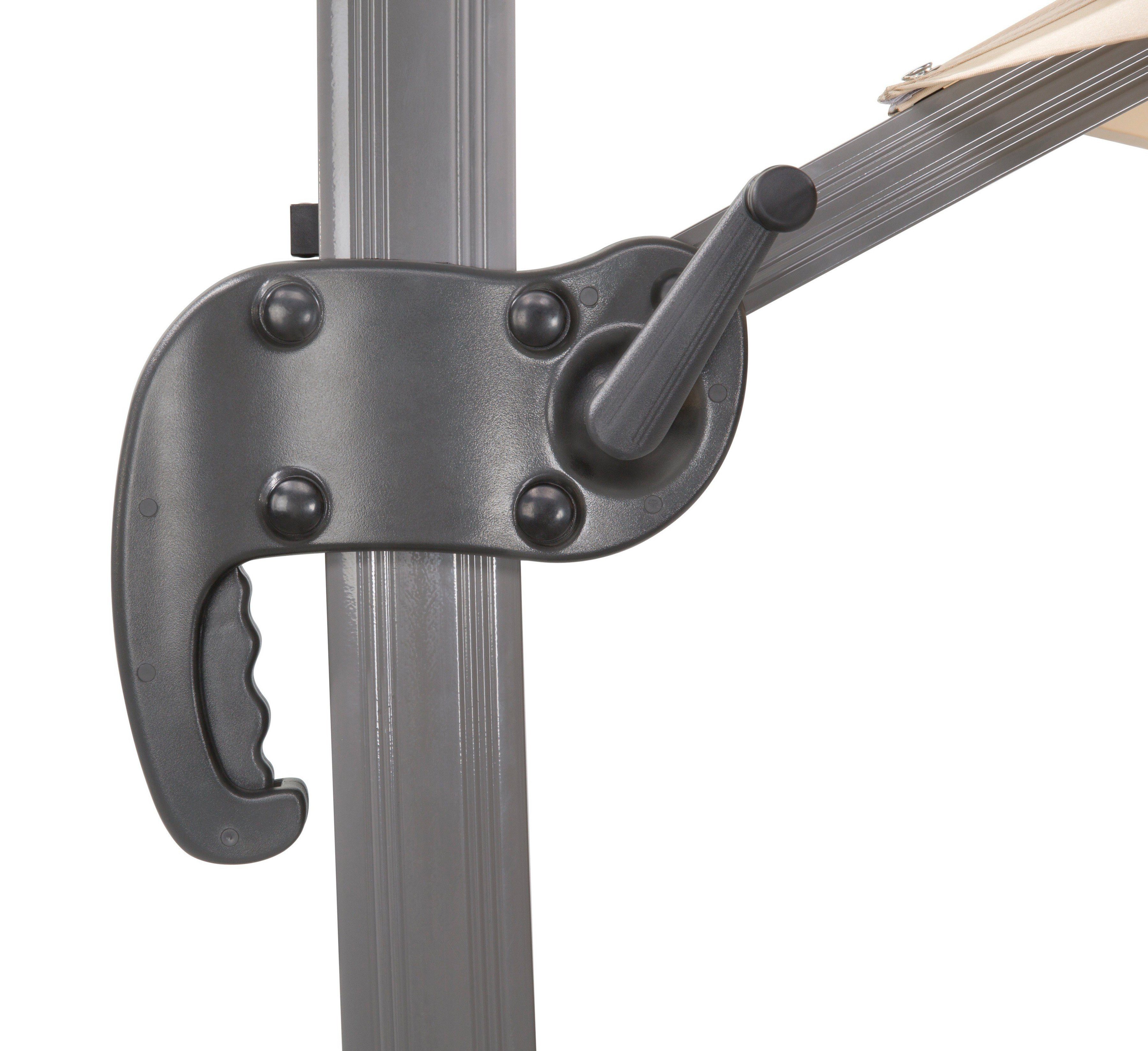 Schneider Schirme Ampelschirm Rhodos Rondo, LxB: 350x390 cm, mit Schutzhülle und Schirmständer, ohne Wegeplatten