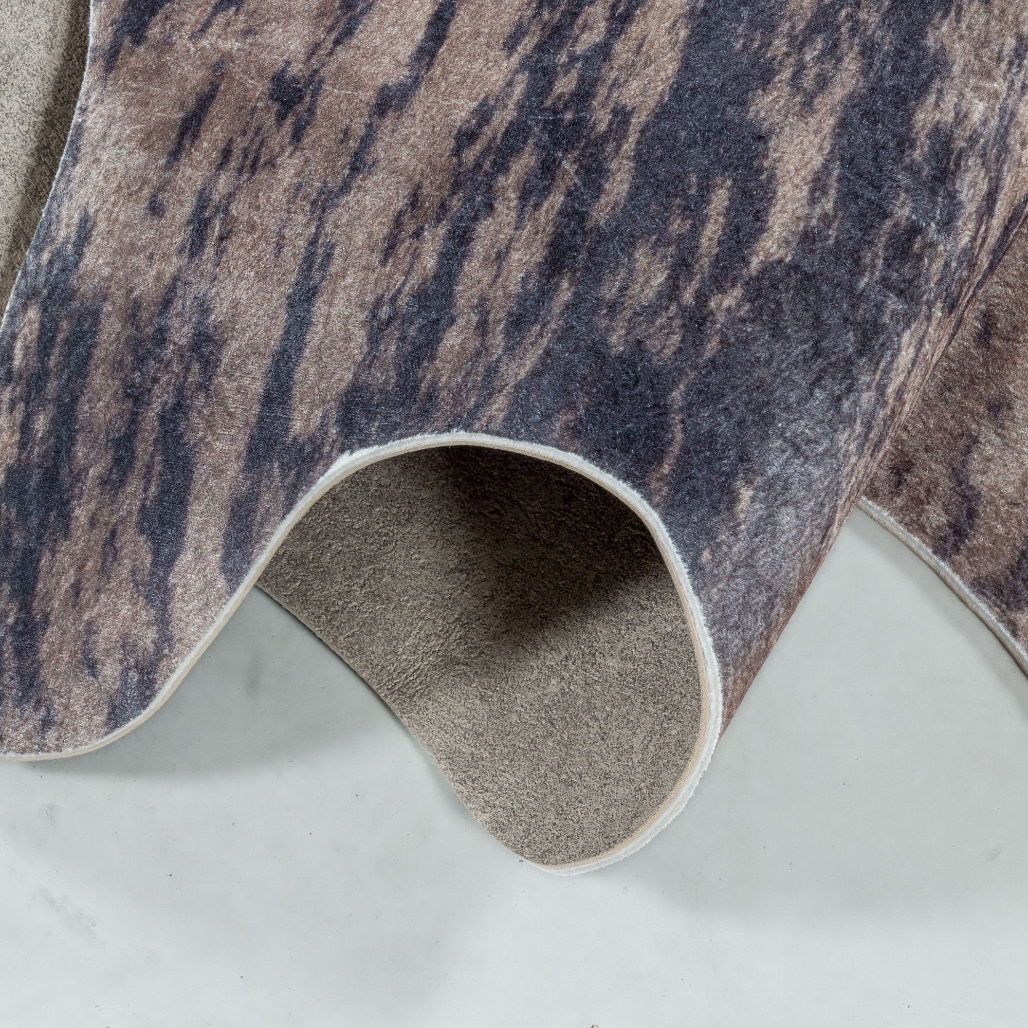 Fellteppich Rindsleder Imitat, Carpetsale24, Rund, Höhe: 7 mm, Fellteppich Kuhfell Rindsleder Imitat Digitaldruck Waschbar Rutschfest