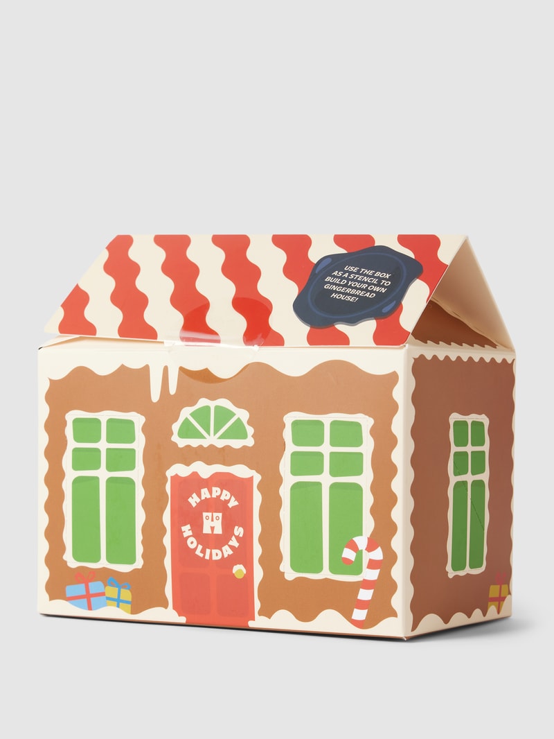 Socken mit Motiv-Print Modell 'Gingerbread House' im 4er-Pack in rot