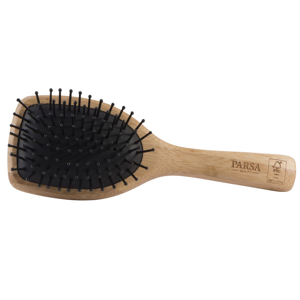 PARSA Beauty Profi FSC Holz Haarbürste Paddle Klein mit Kunststoffstiften