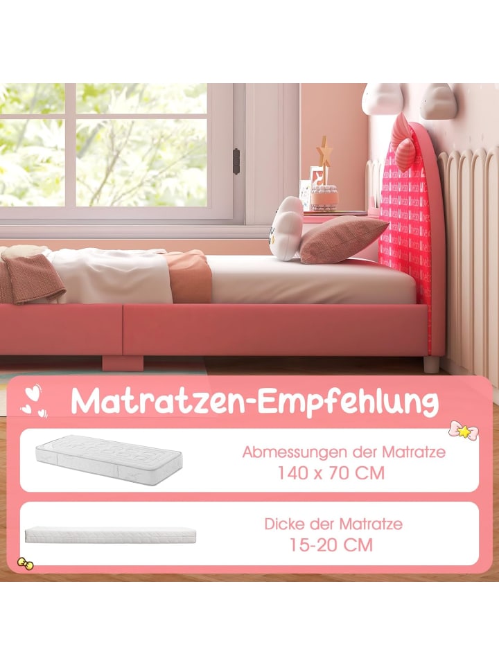 COSTWAY 140 x 70cm Bettgestell in Rosa günstig kaufen onesize