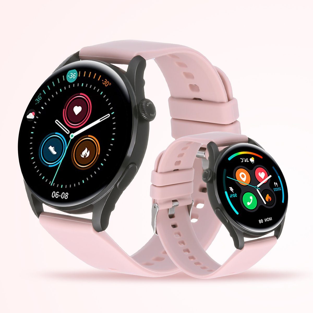 ombar Smartwatch Herren, 1,28 Zoll Touchscreen Smart Watch Damen Smartwatch (IP67 Wasserdicht Smartwatches Schrittzähler mit Herzfrequenz, Whatsapp, SPO2, Schlafmonitor, für iOS und Android cm/1.28 Zoll)