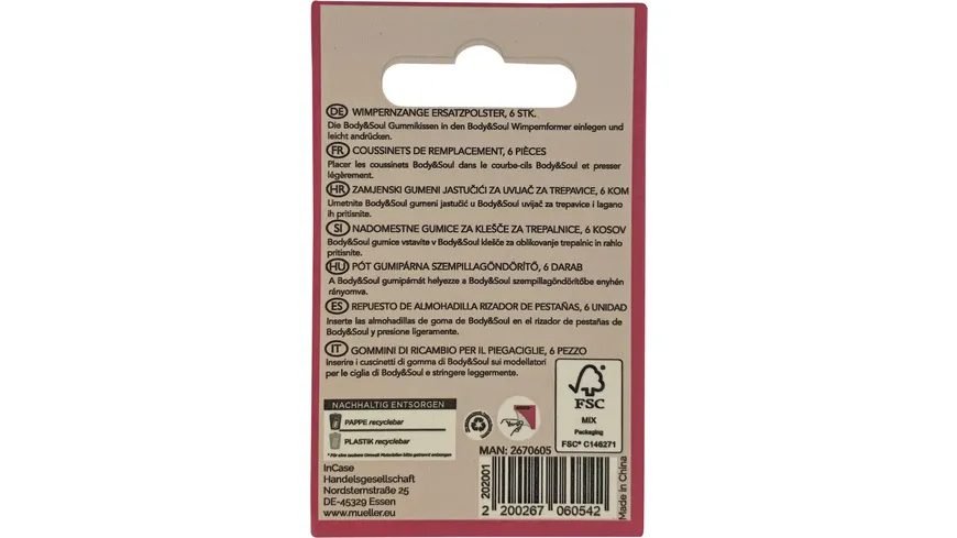 BODY&SOUL TOOLS Ersatzgummis für Wimpernzange - 6 Stück