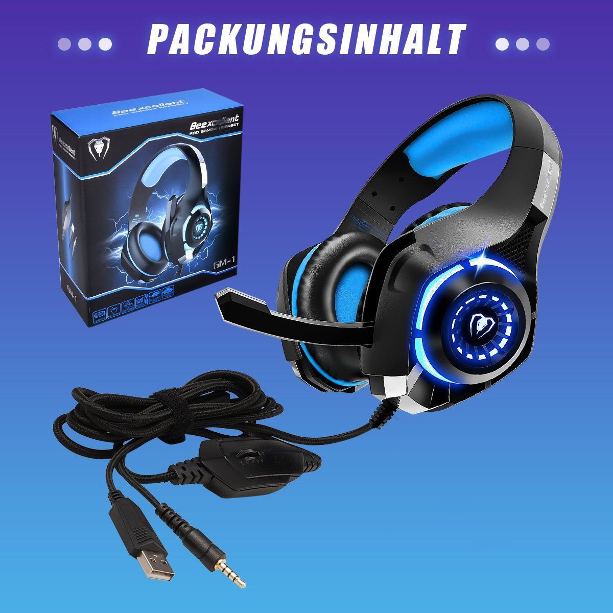 DOPWii Gaming Headset für PS4 PS5 PC Xbox Series,3.5 mm Deep Bass Stereo Headset
