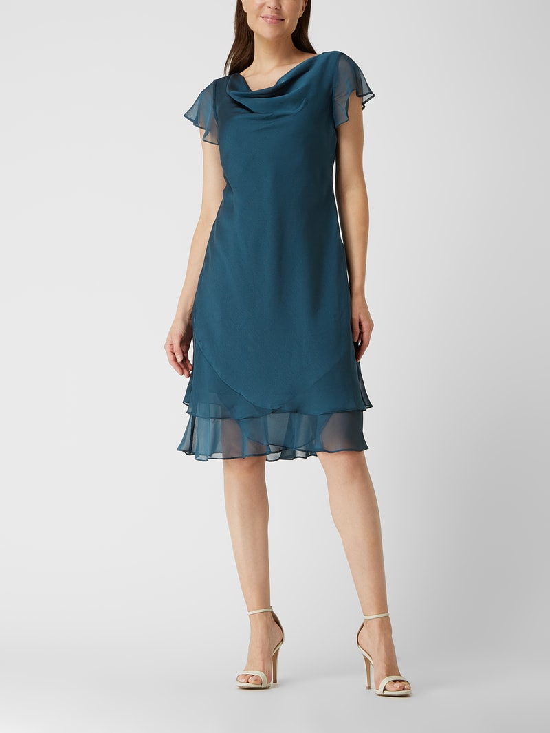 Cocktailkleid aus Chiffon in petrol meliert