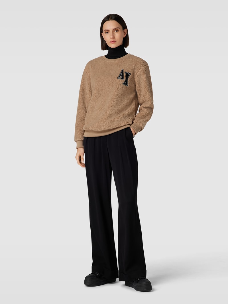 Sweatshirt mit Label-Stitching in camel